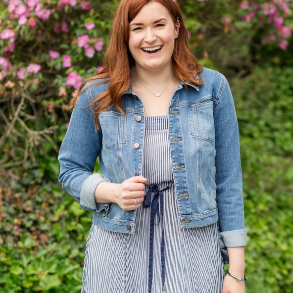 NWT Maeve Darcy Blue Stripe Maxi Dress in Blue Motif Sz 10 - Picture 5 of 17